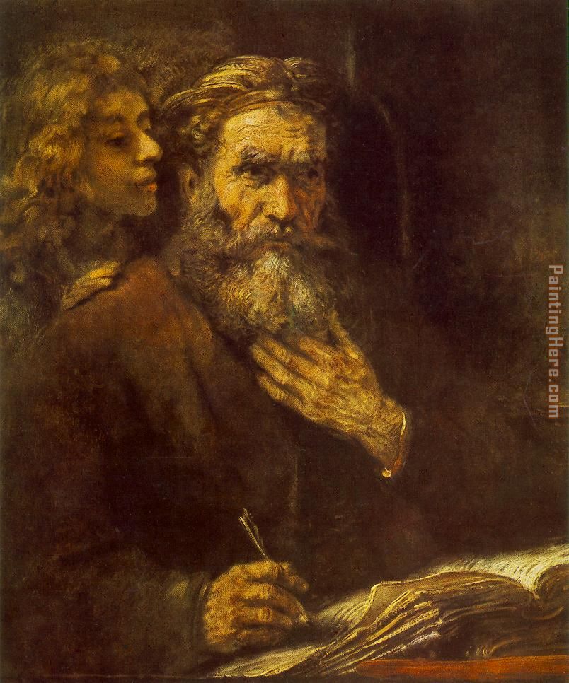 Evangelist Matthew painting - Rembrandt Evangelist Matthew art painting
